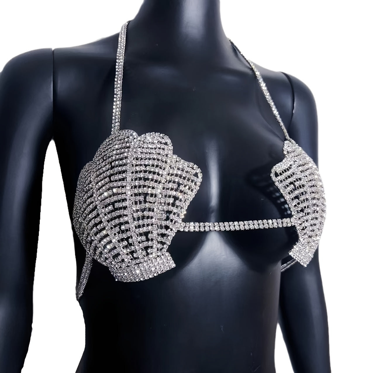 Perfect for Fashionable Ladies: A Dazzling Chest Chain with Rhinestone And A Stunning Hollowed-out Water Diamond Bikini Body Chain, Suitable for Nightclub Accessories